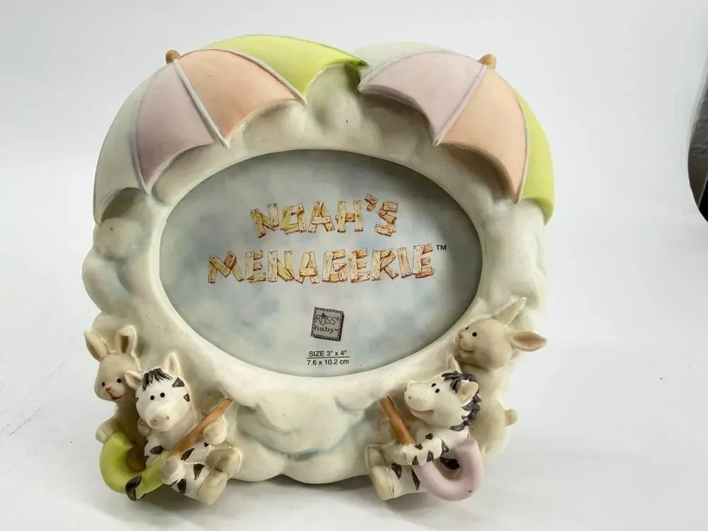 Russ Baby Noah's Menagerie Ark Handpainted Photo Frame 3x4 Resin NIB 24329
